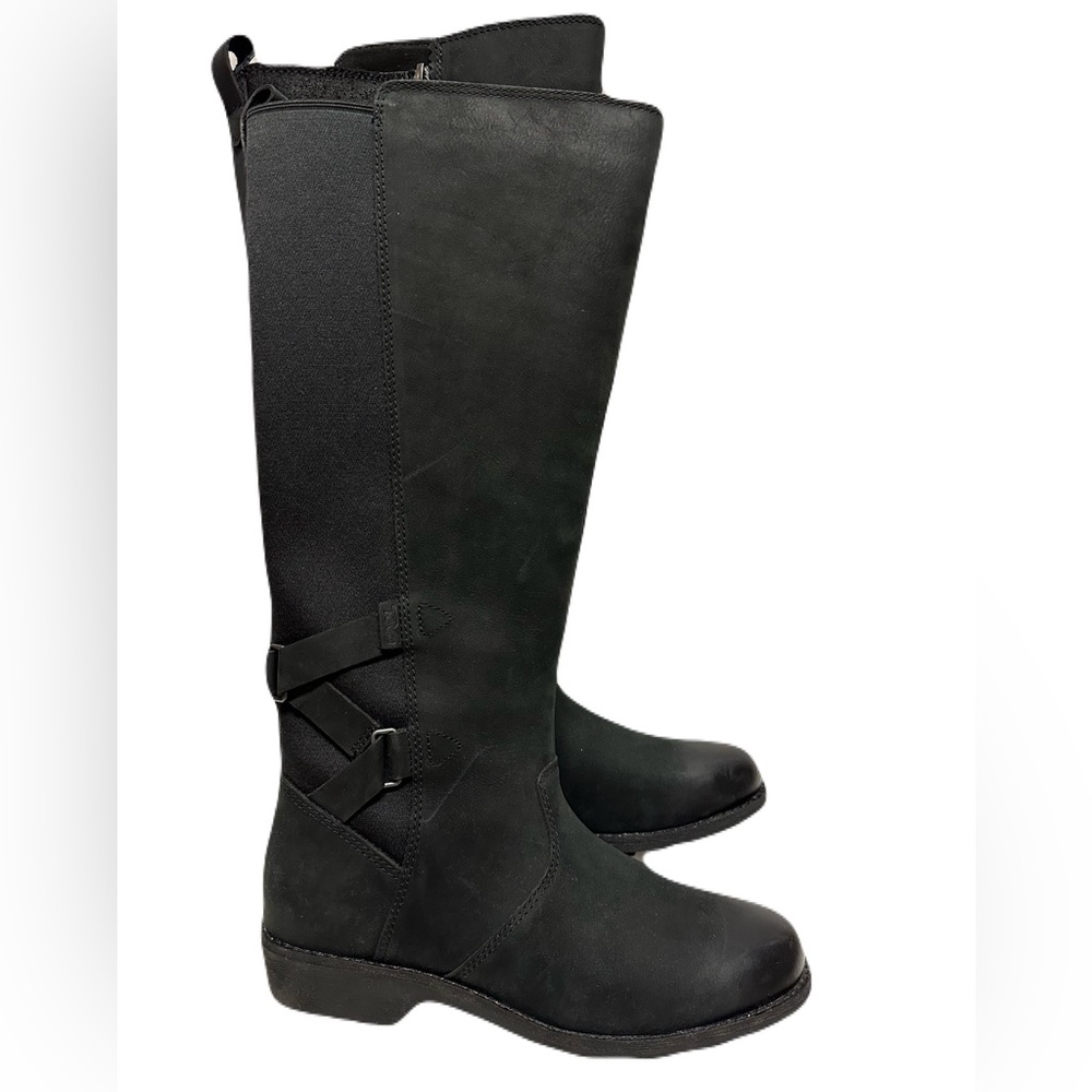 NEW Teva Womens Size 6 Black Leather Tall Ellery Waterproof Boot *Display Pair* - Picture 3 of 9